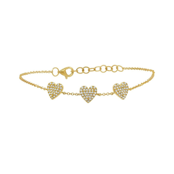 Pave Heart Station Bracelet - Lindsey Leigh Jewelry