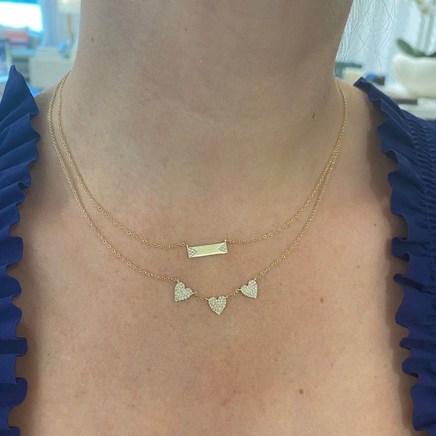 Pave Heart Station Necklace - Lindsey Leigh Jewelry