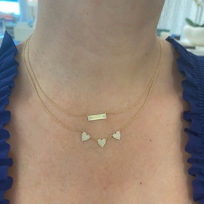 Pave Heart Station Necklace - Lindsey Leigh Jewelry