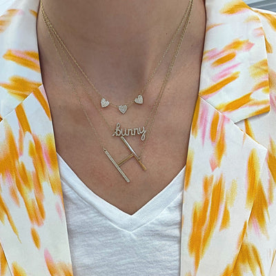 Pave Heart Station Necklace - Lindsey Leigh Jewelry