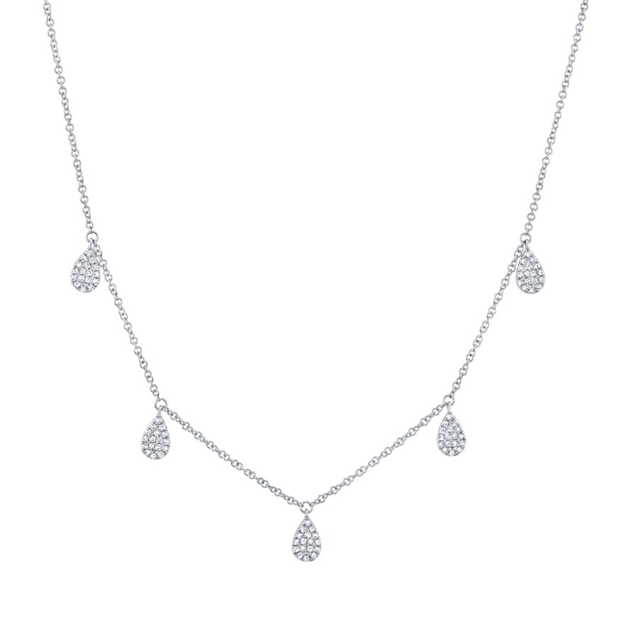 Pave Pear Dangle Necklace - Lindsey Leigh Jewelry