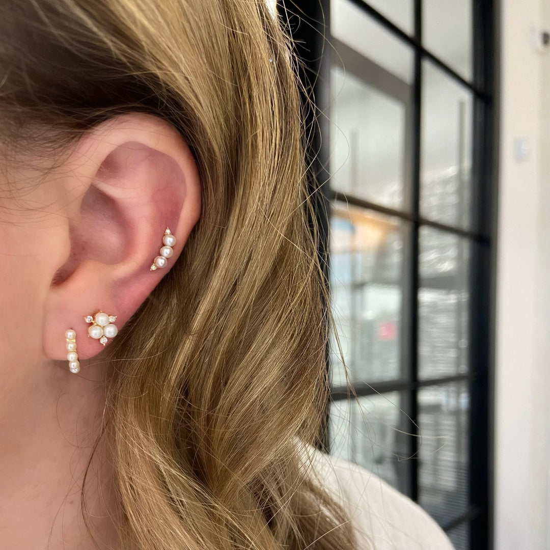 Pave & Pearl Cluster Studs - Lindsey Leigh Jewelry