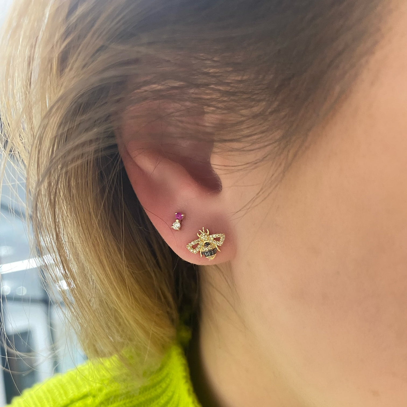 Pave Striped Bumble Bee Studs - Lindsey Leigh Jewelry