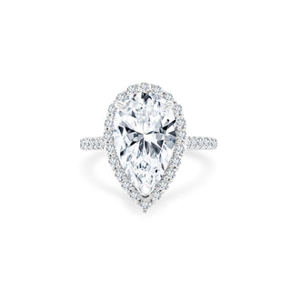 Pear Cut Solitaire with Halo  Lindsey Leigh Jewelry.
