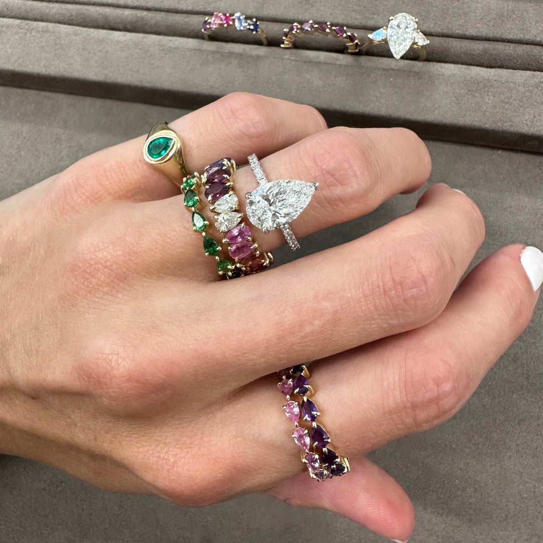 Pear Diamond on Diamond Band - Lindsey Leigh Jewelry