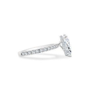 Pear Cut Solitaire on Diamond Band  Lindsey Leigh Jewelry.
