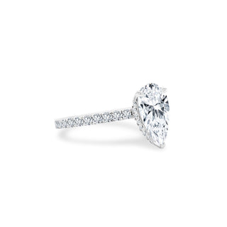 Pear Cut Solitaire on Diamond Band  Lindsey Leigh Jewelry.
