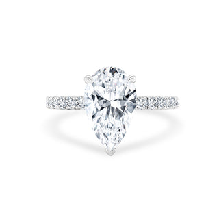 Pear Cut Solitaire on Diamond Band  Lindsey Leigh Jewelry.
