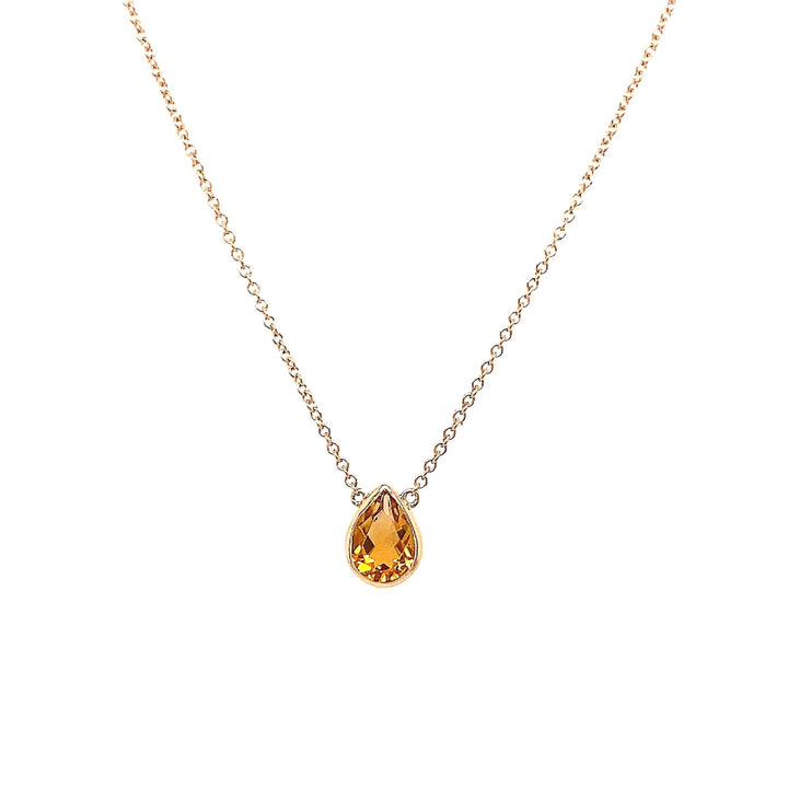Pear Gemstone Bezel Necklace - Lindsey Leigh Jewelry
