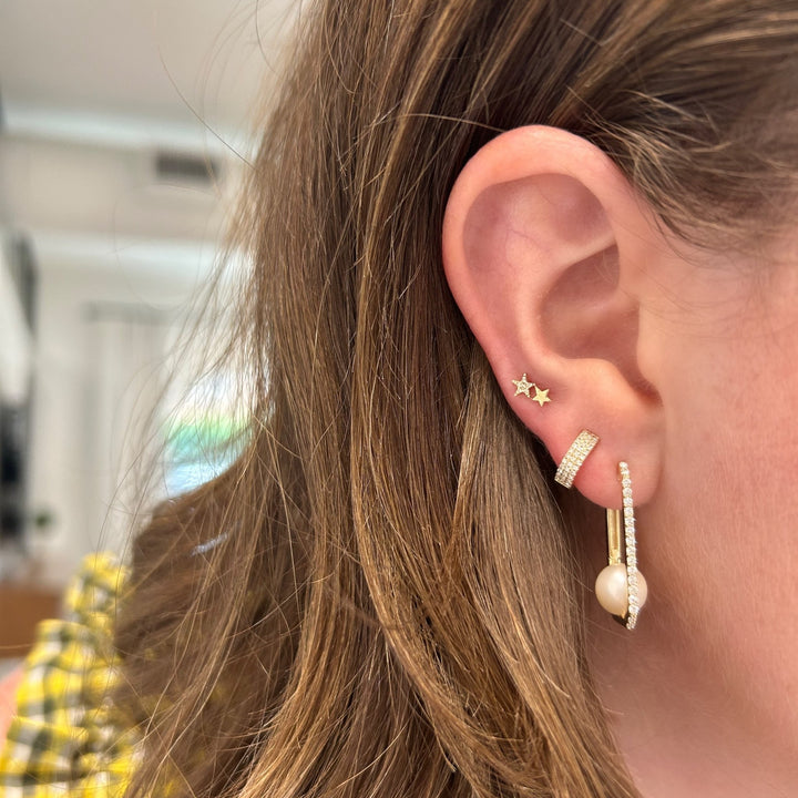 Pearl & Diamond Rectangular Earrings - Lindsey Leigh Jewelry