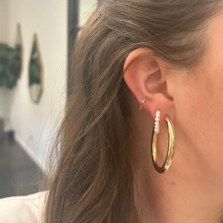Pearl Hoop Earrings - Lindsey Leigh Jewelry