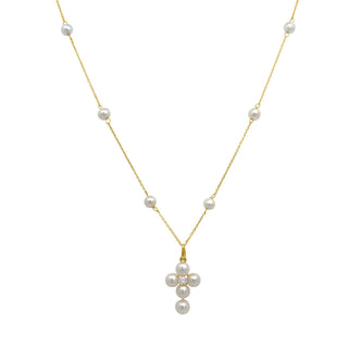 Pearl Station Cross Necklace  Lindsey Leigh Jewelry.
