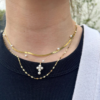 Pearl Station Cross Necklace  Lindsey Leigh Jewelry.
