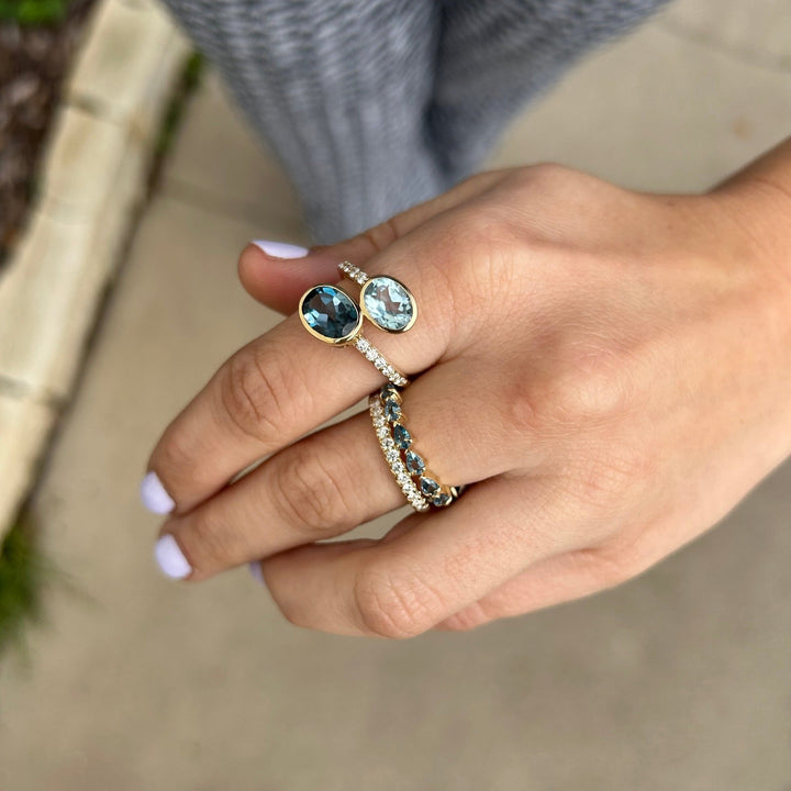 Petite Aquamarine Sapphire Chasing Pear - Lindsey Leigh Jewelry