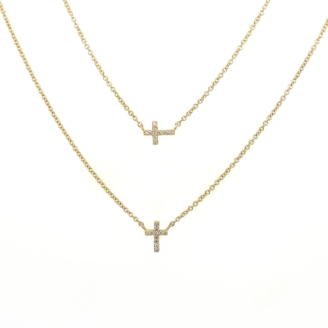Petite Diamond Cross Necklace - Lindsey Leigh Jewelry