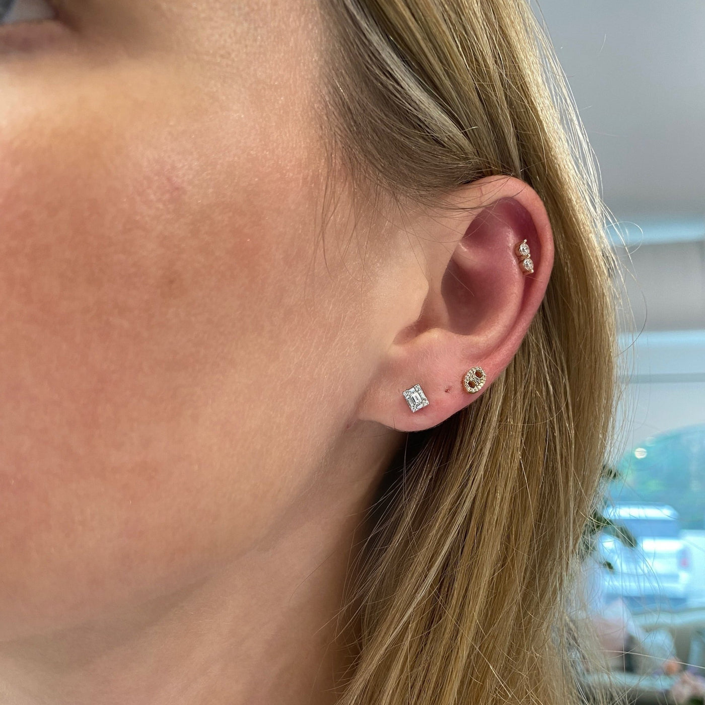 Petite Diamond Mosaic Studs - Lindsey Leigh Jewelry