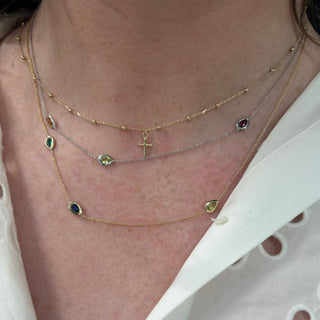 Petite Gold Cross Bead Necklace  Lindsey Leigh Jewelry.
