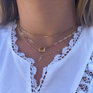 Petite Gold Cross Bead Necklace  Lindsey Leigh Jewelry.
