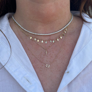 Petite Gold Cross Bead Necklace  Lindsey Leigh Jewelry.
