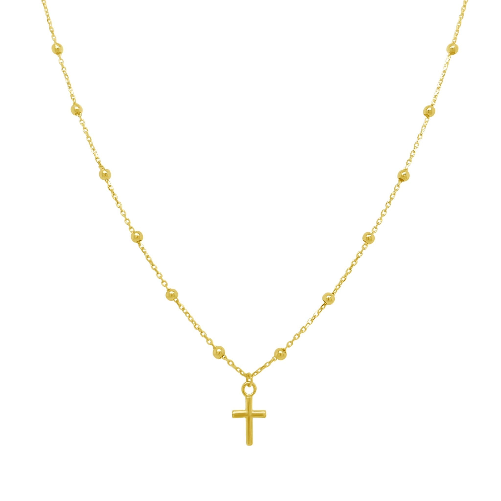 Petite Gold Cross Bead Necklace – Lindsey Leigh Jewelry