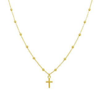Petite Gold Cross Bead Necklace  Lindsey Leigh Jewelry.
