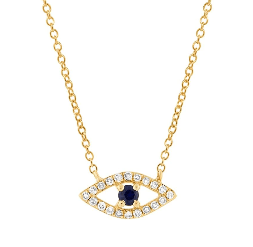 Petite Sapphire Evil Eye Necklace - Lindsey Leigh Jewelry