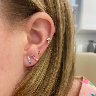 Petite Tsavorite Bar Stud - Lindsey Leigh Jewelry
