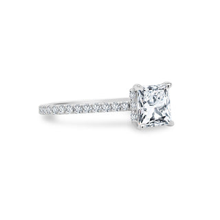Princess Cut Solitaire on Diamond Band  Lindsey Leigh Jewelry.
