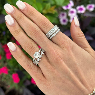 Princess Cut Solitaire on Diamond Band  Lindsey Leigh Jewelry.
