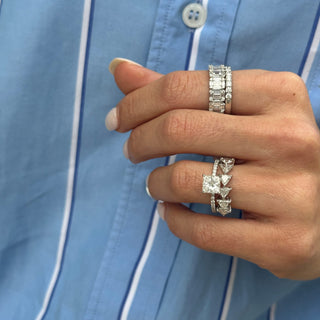 Princess Cut Solitaire on Diamond Band  Lindsey Leigh Jewelry.
