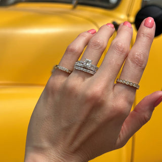 Princess Cut Solitaire on Diamond Band  Lindsey Leigh Jewelry.
