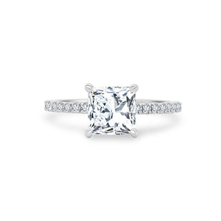 Princess Cut Solitaire on Diamond Band  Lindsey Leigh Jewelry.
