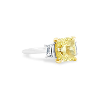 Radiant Cut Yellow Diamond with Trapezoid Cut Side Stones  Lindsey Leigh Jewelry.
