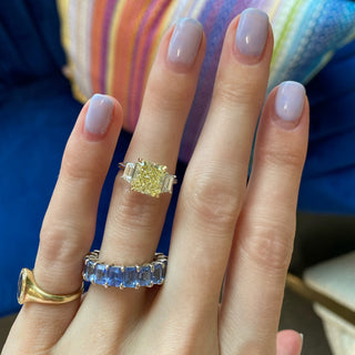Radiant Cut Yellow Diamond with Trapezoid Cut Side Stones  Lindsey Leigh Jewelry.
