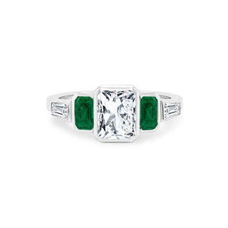 Bezel Set Radiant Cut with Mixed Shape Side Stones  Lindsey Leigh Jewelry.
