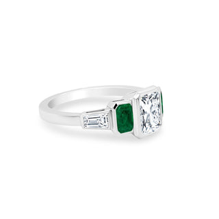 Bezel Set Radiant Cut with Mixed Shape Side Stones  Lindsey Leigh Jewelry.
