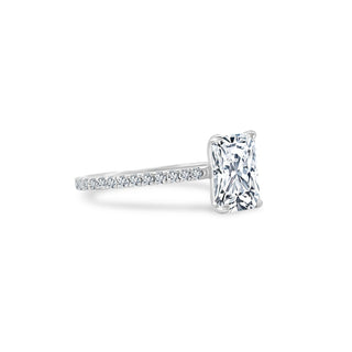 Radiant Cut Solitaire on Diamond Band  Lindsey Leigh Jewelry.

