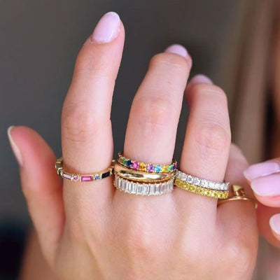 Rainbow Art Deco Band - Lindsey Leigh Jewelry