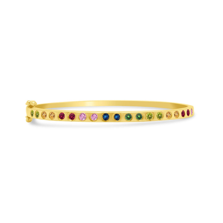 Rainbow Inlay Hinge Bangle - Lindsey Leigh Jewelry