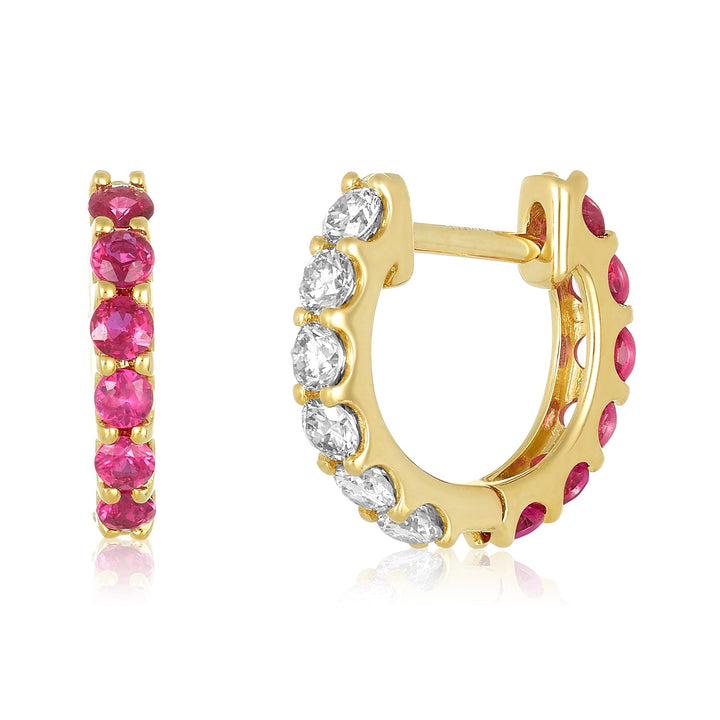 Reversible Diamond & Gemstone Huggies - Lindsey Leigh Jewelry