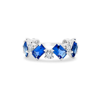 Rotating Round Diamond and Emerald Cut Gemstone Band  Lindsey Leigh Jewelry.
