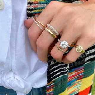 Round Solitiare on Diamond Band  Lindsey Leigh Jewelry.
