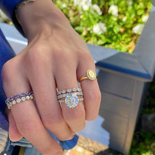 Round Solitiare on Diamond Band  Lindsey Leigh Jewelry.
