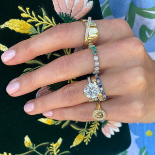 Round Solitiare on Diamond Band  Lindsey Leigh Jewelry.
