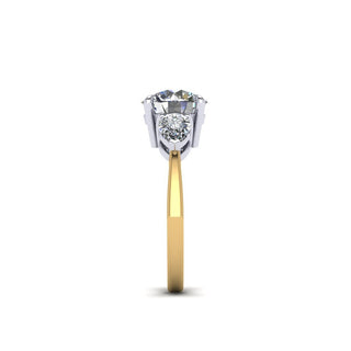 Round with Pear Cut Side Stones  Lindsey Leigh Jewelry.
