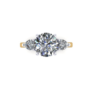 Round with Pear Cut Side Stones  Lindsey Leigh Jewelry.

