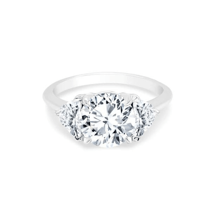 Round Diamond Ring with Side Shields - Lindsey Leigh Jewelry