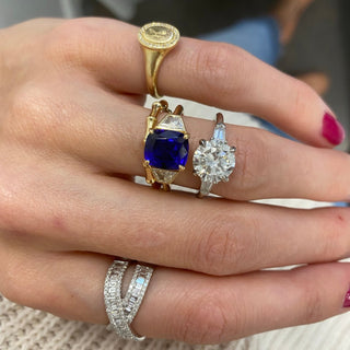 Round with Tapered Baguette Cut Side Stones  Lindsey Leigh Jewelry.
