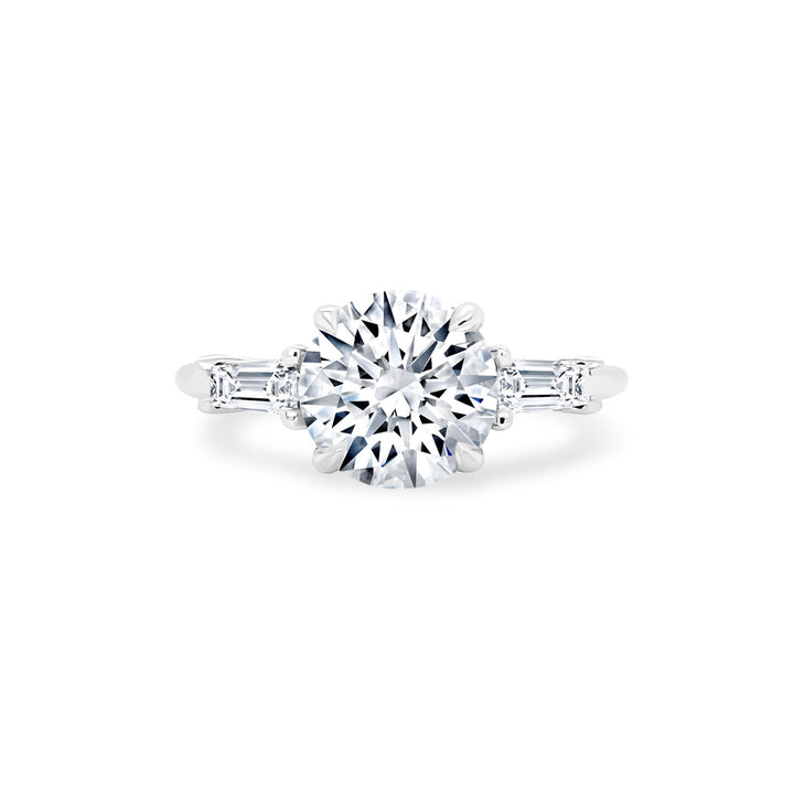 Round Diamond Ring with Tapered Baguettes - Lindsey Leigh Jewelry