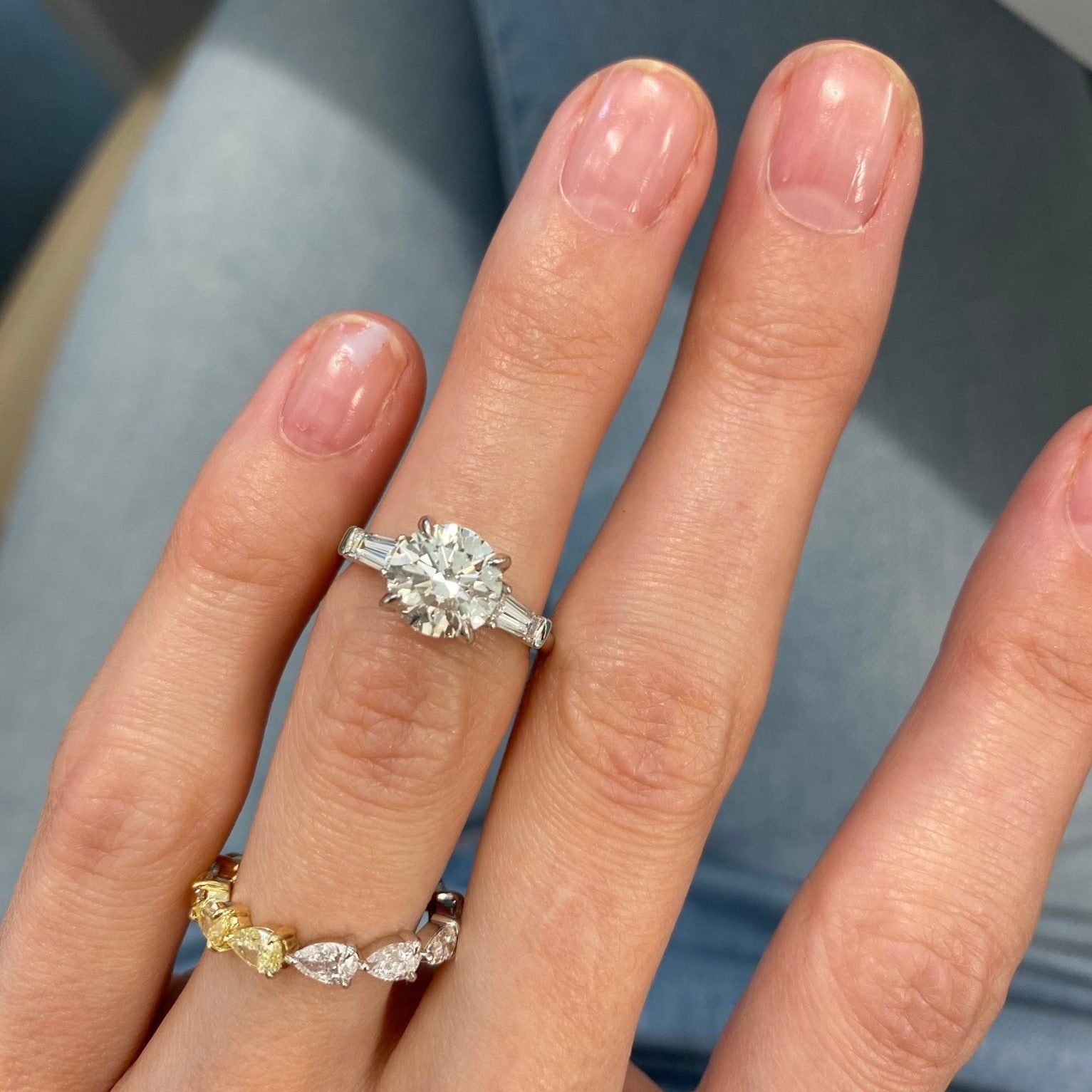 Round Diamond Ring with Tapered Baguettes – Lindsey Leigh Jewelry